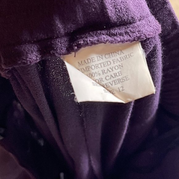 Ladies Purple Rayon 2pc Outfit Set Tank Top Pants - Picture 5 of 12